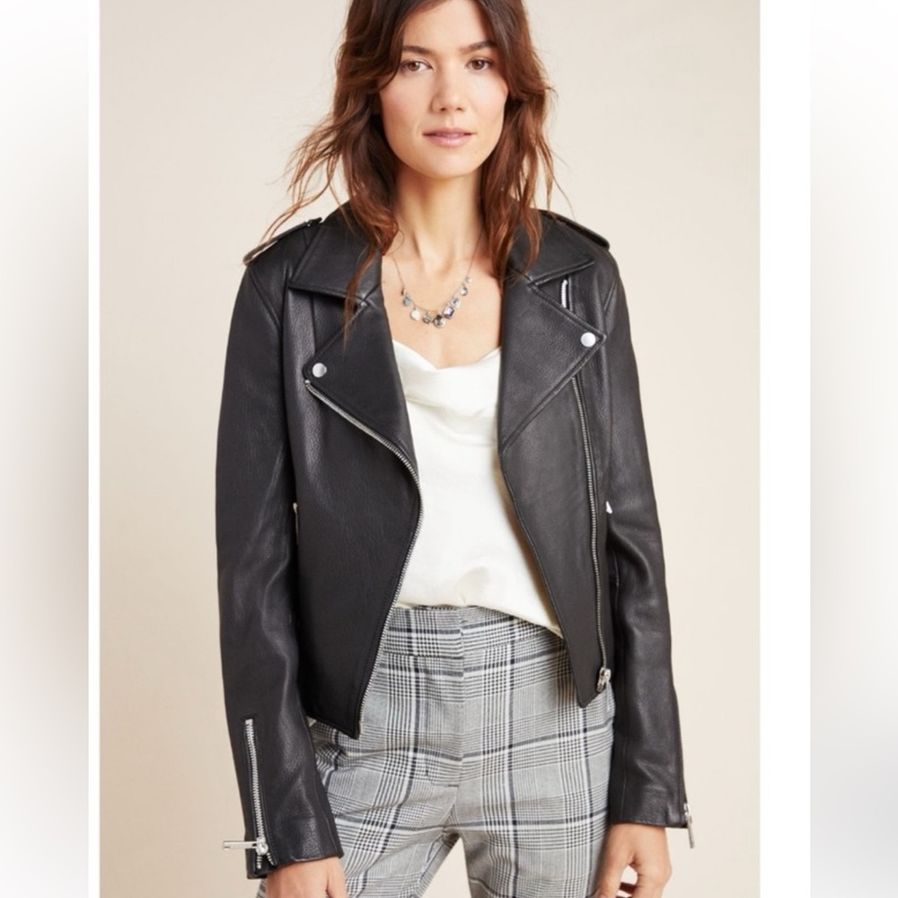 Anthropologie LTH JKT Kas Leather Moto Jacket Size Medium